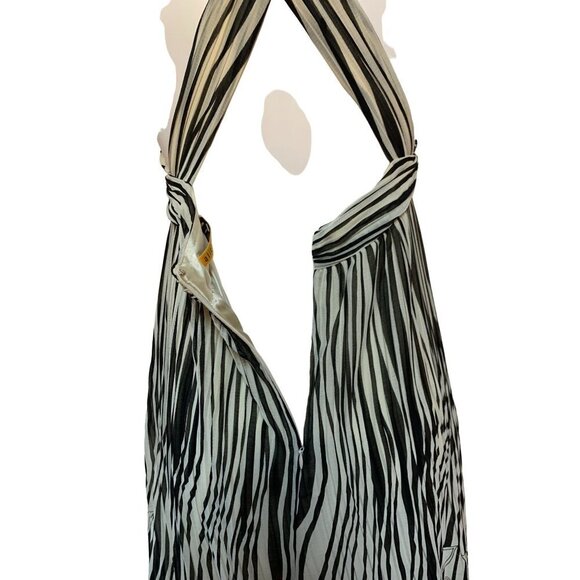 Alice+Olivia NEW! Deep V-neck Silk Dress Cross Back Pleated Floral Medium - Picture 6 of 11